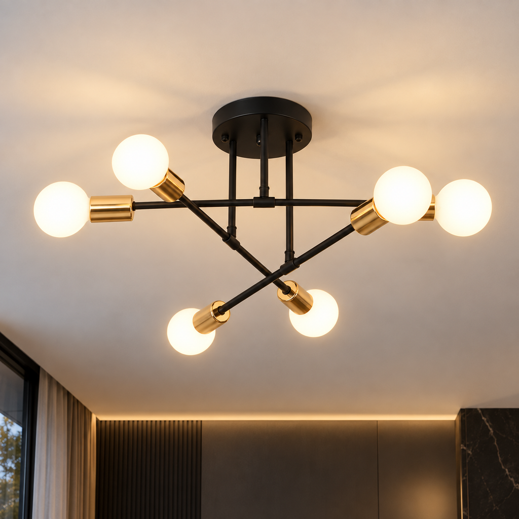 Nordic Minimalist Pendant Light Ceiling Lamp LED Chandelier Suitable for Bedrooms Living Rooms Black Gold Lighting Decoration