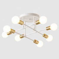 Lustre Plafonnier à Branches Blanc et doré – 8 Points Lumineux