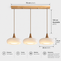 Lustre Suspendu Rétro Blanc lait – 3 suspensions alignées