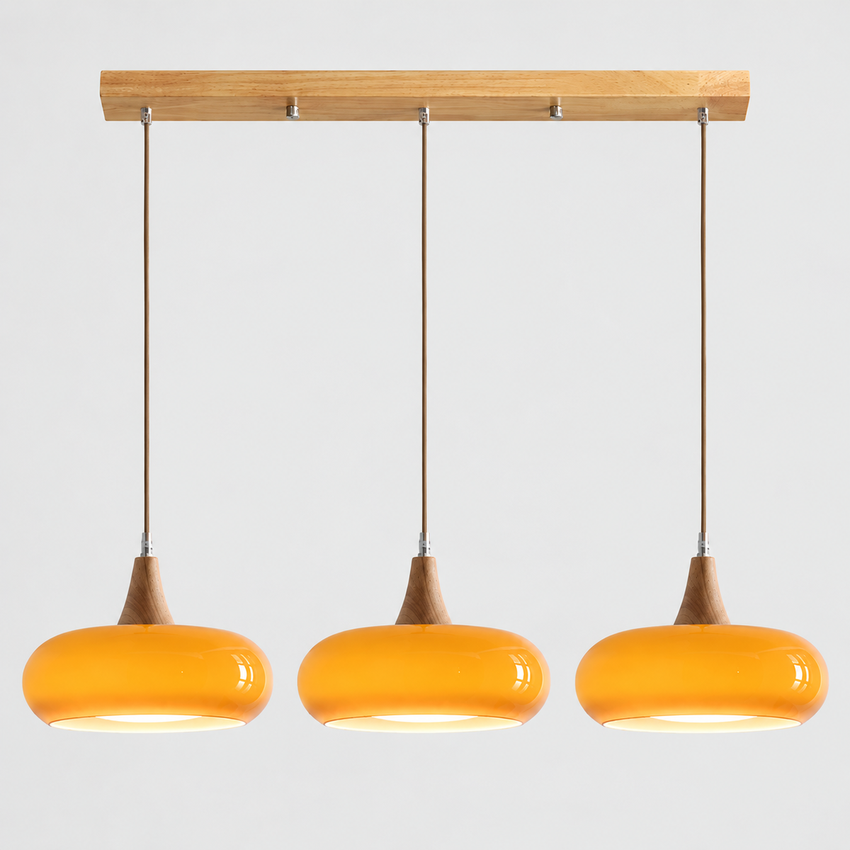 Lustre Suspendu Rétro Orange – 3 suspensions alignées