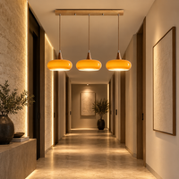 Lustre Suspendu Rétro Orange – 3 suspensions alignées