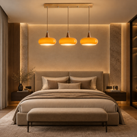 Lustre Suspendu Rétro Orange – 3 suspensions alignées