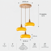 Lustre Suspendu Rétro Orange – Trois suspensions groupées