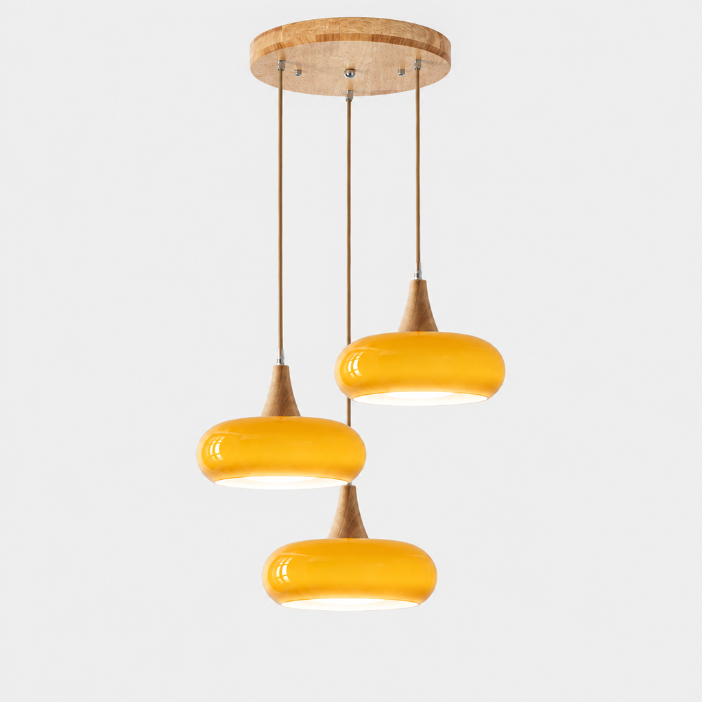Lustre Suspendu Rétro Orange – Trois suspensions groupées