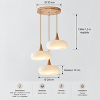 Lustre Suspendu Rétro Blanc lait – Trois suspensions groupées