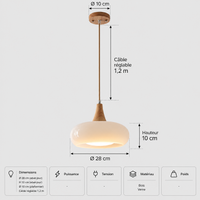 Lustre Suspendu Rétro Blanc lait – Abat-jour unique