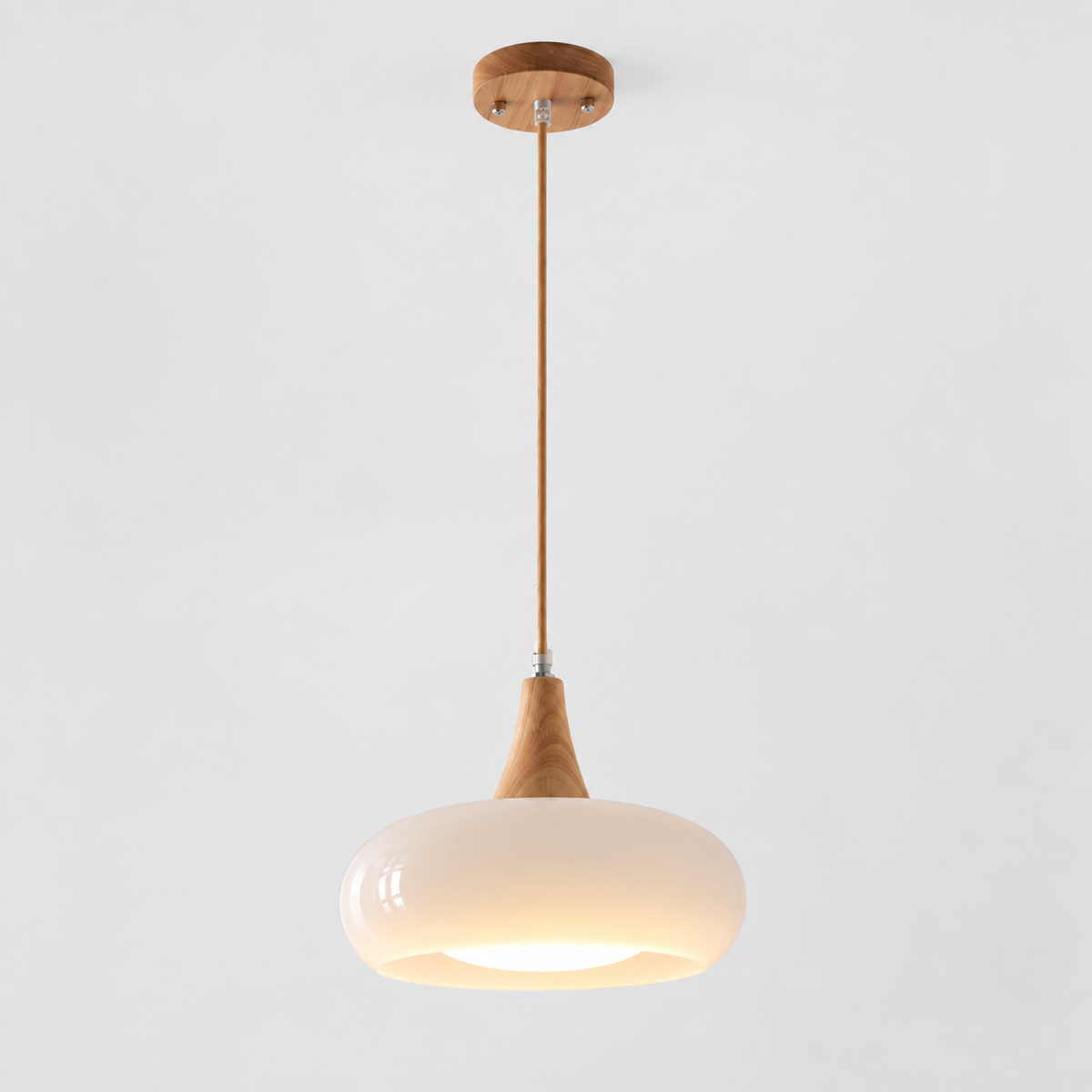 Lustre Suspendu Rétro Blanc lait – Abat-jour unique