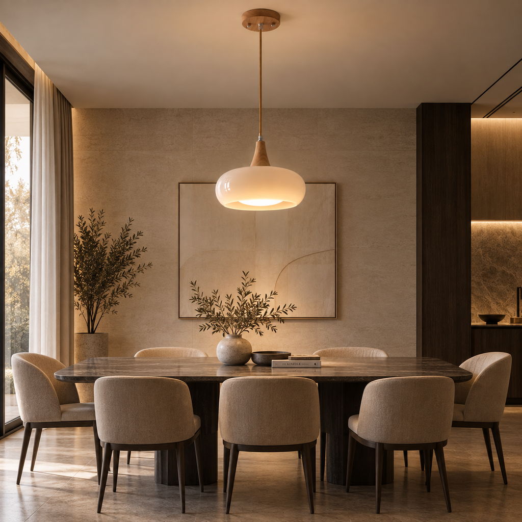 Lustre Suspendu Rétro Blanc lait – Abat-jour unique