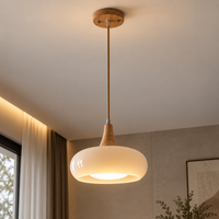 Lustre Suspendu Rétro Blanc lait – Abat-jour unique