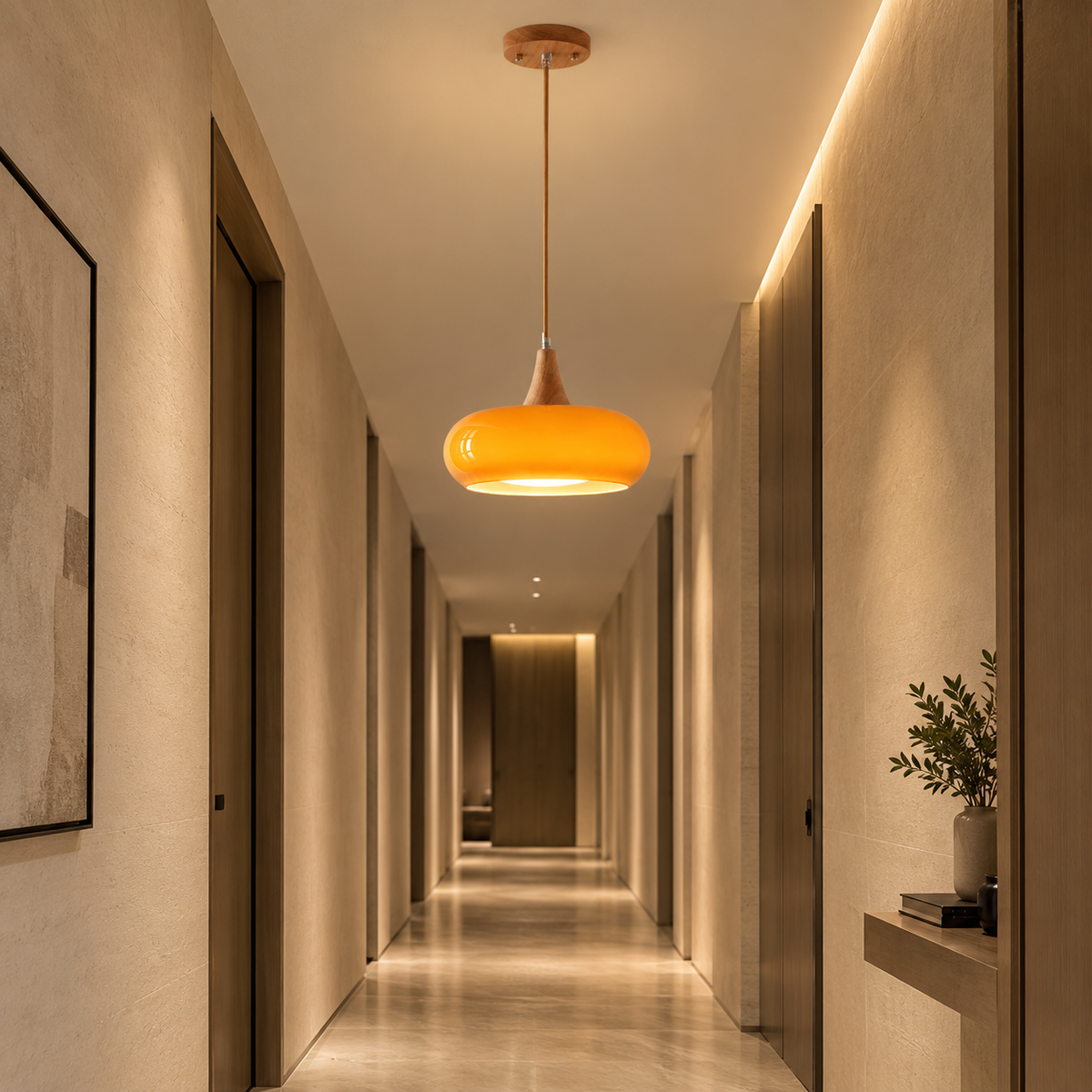 Lustre Suspendu Rétro Orange – Abat-jour unique