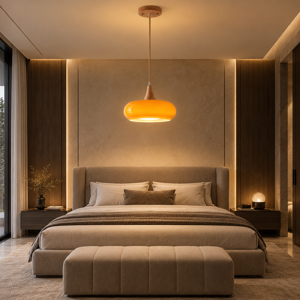 Lustre Suspendu Rétro Orange – Abat-jour unique