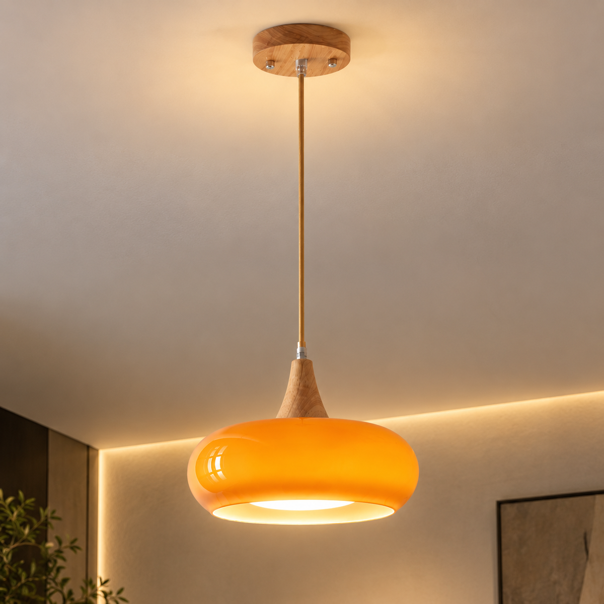 Lustre Suspendu Rétro Orange – Abat-jour unique