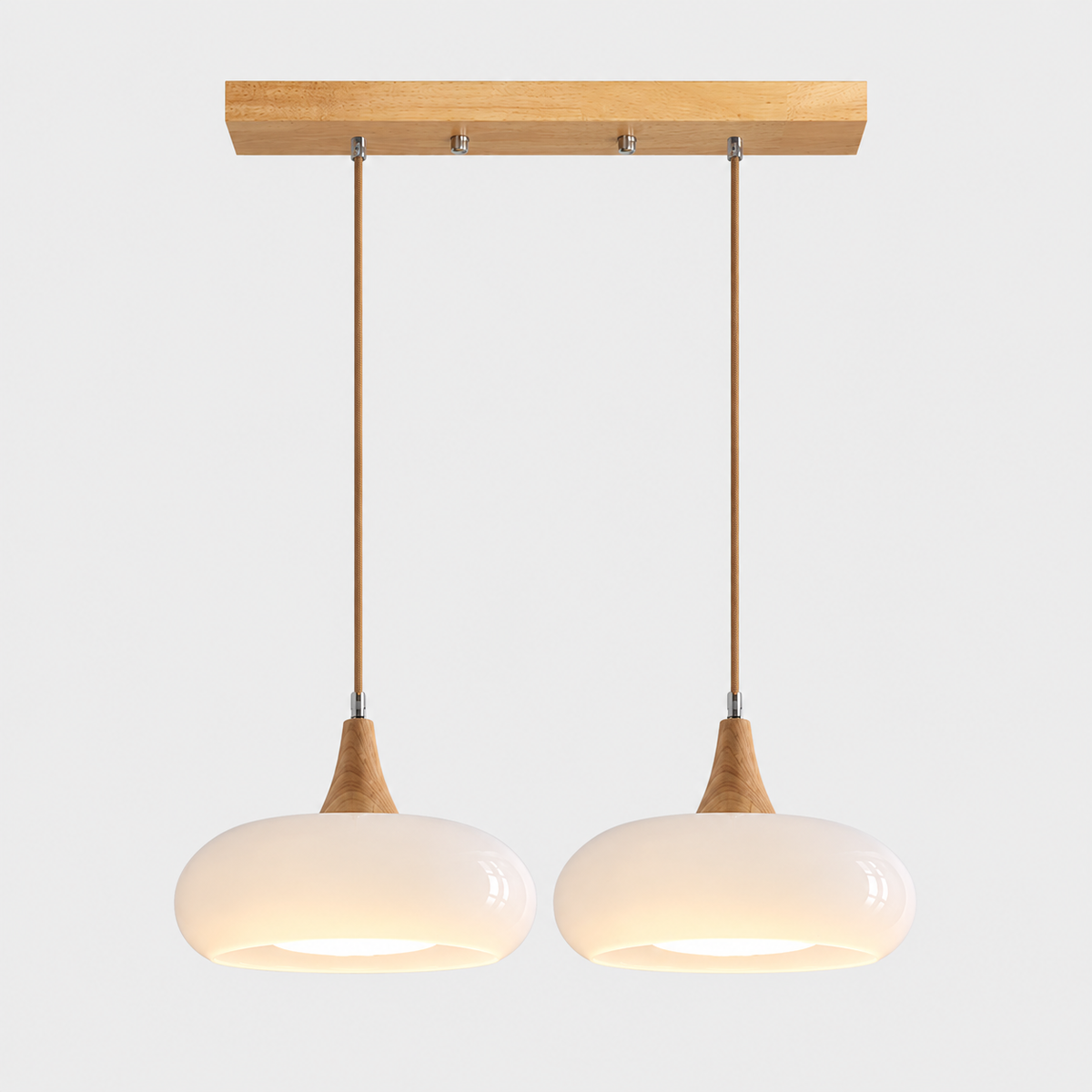 Lustre Suspendu Rétro Blanc lait – 2 suspensions alignées