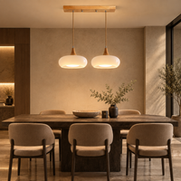 Lustre Suspendu Rétro Blanc lait – 2 suspensions alignées