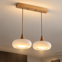 Lustre Suspendu Rétro Blanc lait – 2 suspensions alignées