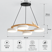 Lustre Suspendu Oiseaux en Anneau Blanc – 4 Lumières