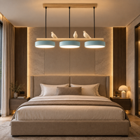 Lustre Suspendu Oiseaux Linéaire Bleu – 3 Lumières