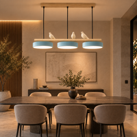 Lustre Suspendu Oiseaux Linéaire Bleu – 3 Lumières