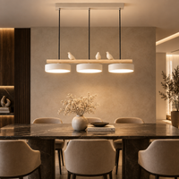 Lustre Suspendu Oiseaux Linéaire Blanc – 3 Lumières