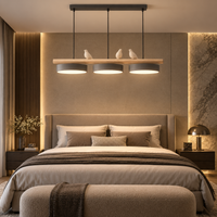 Lustre Suspendu Oiseaux Linéaire Gris – 3 Lumières
