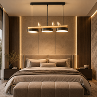 Lustre Suspendu Oiseaux Linéaire Noir – 3 Lumières
