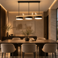 Lustre Suspendu Oiseaux Linéaire Noir – 3 Lumières