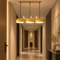Lustre Suspendu Oiseaux Linéaire Jaune – 3 Lumières