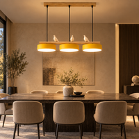 Lustre Suspendu Oiseaux Linéaire Jaune – 3 Lumières