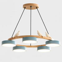 Lustre Suspendu Oiseaux en Anneau Bleu – 5 Lumières