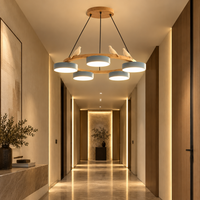 Lustre Suspendu Oiseaux en Anneau Bleu – 5 Lumières